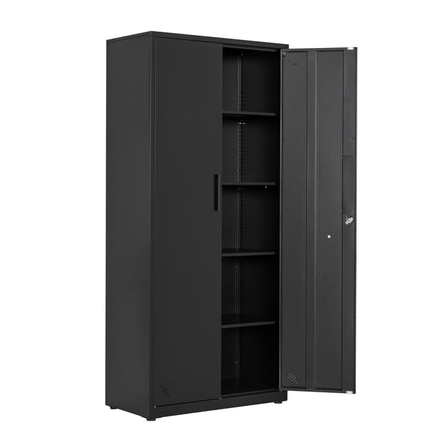 High Storage Cabinet with 2 Doors and 4 Partitions to Separate 5 Storage Spaces, Home/ Office Design