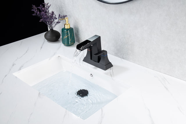 2-Handle Lavatory Faucet Brushed Nickel Bathroom Sink Faucet with Metal Pop-up Drain and Faucet Supply Lines