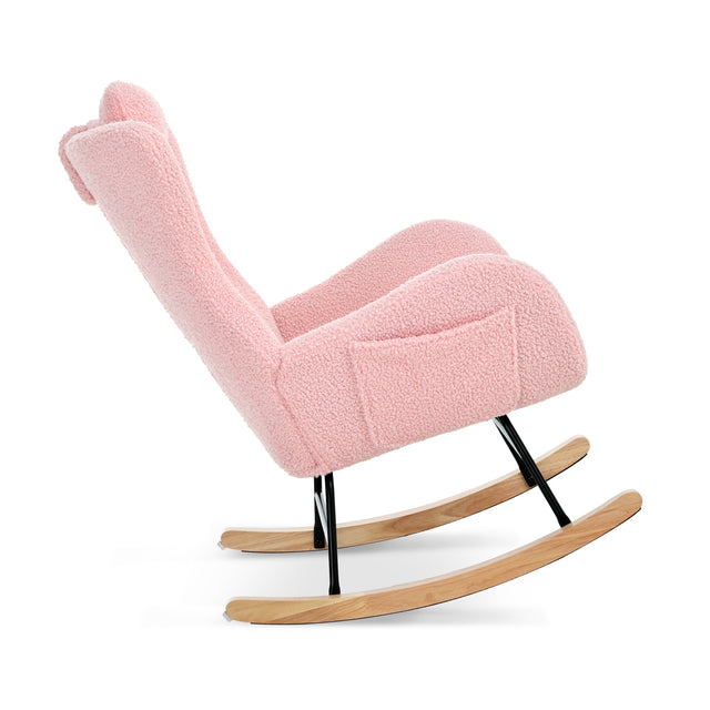 Rocking Chair - with rubber leg and cashmere fabric, suitable for living room and bedroom