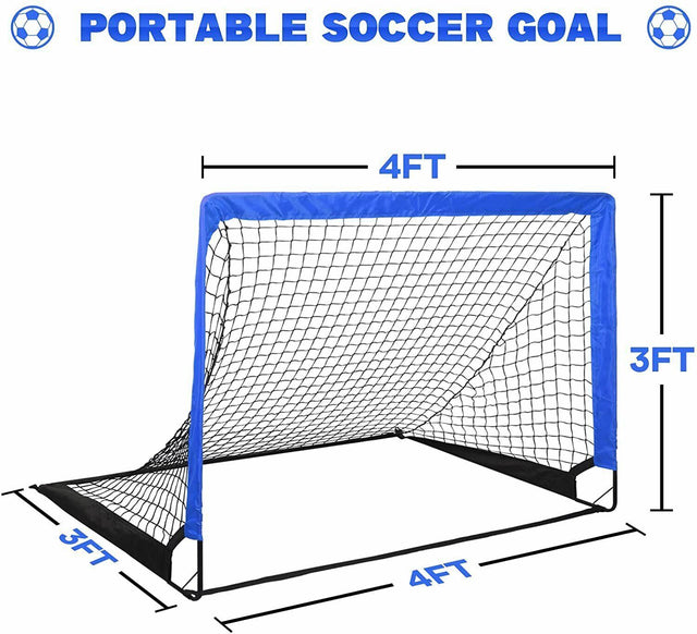 Simple Deluxe 4‘x3’ Portable Soccer Goal, Pop Up Folding Soccer Net Comes with 2 Oxford Cloth Bags and 8 Stakes, Great for Training for Backyard