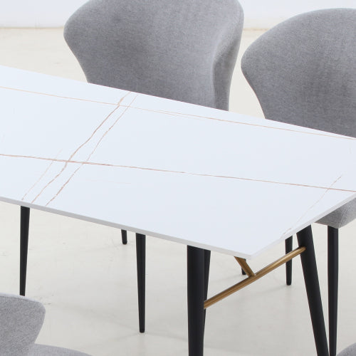 63'' Dining Table Small Space Kitchen Table Porcelain Desk Top White