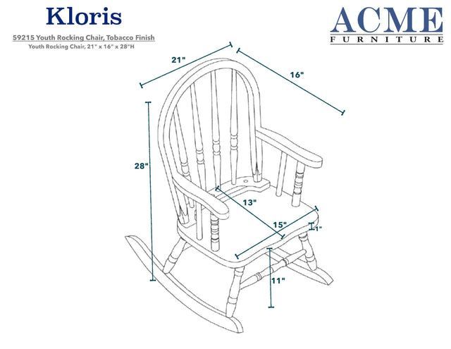 ACME Kloris Youth Rocking Chair in Tobacco 59215