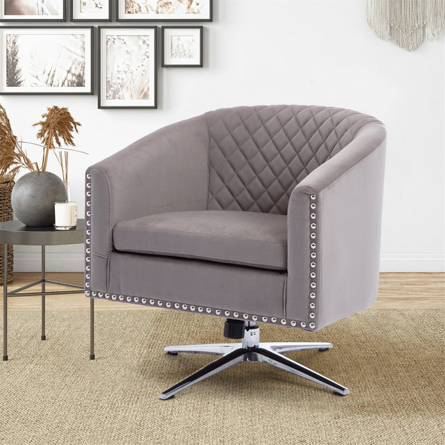 COOLMORE Swivel Barrel chair living room chair with nailheads and Metal base
