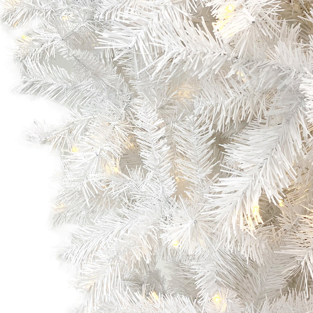 Upside Down White Christmas Tree, Xmas Tree with LED Warm White Lights, Reinforced Metal Base & Easy Assembly 6.6ft, w/1,200 Lush Branch Tips, 450 LED Lights X-mas