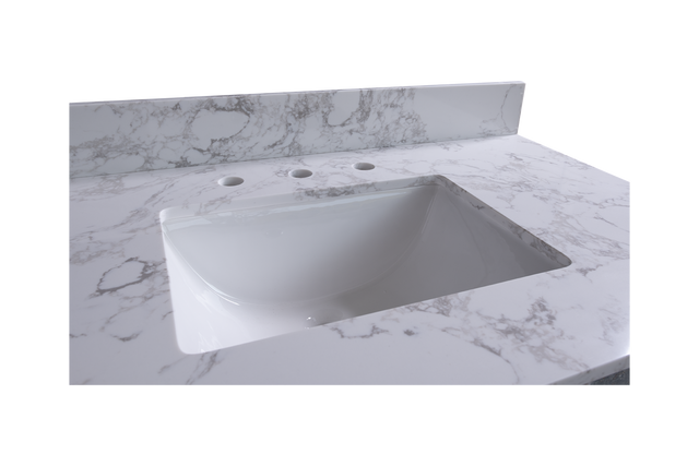 Montary 49" carrara white engineered stone vanity top backsplash