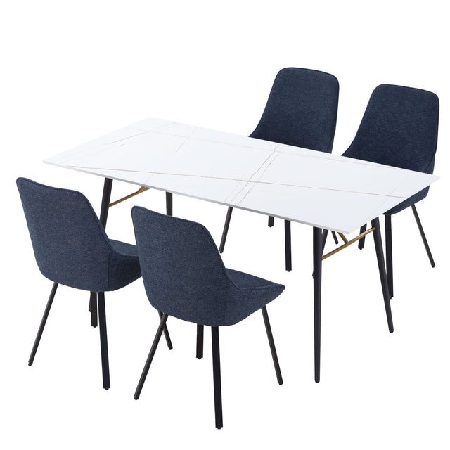 63'' Dining Table Small Space Kitchen Table Porcelain Desk Top White