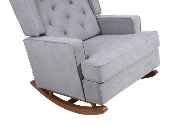 COOLMORE living room Comfortable rocking chair accent chair with light grey fabric