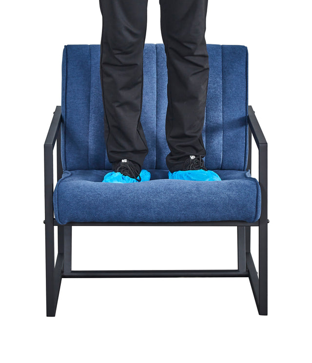 Modern design high quality fabric(BLUE) + steel armchair,for Kitchen, Dining, Bedroom, Living Room