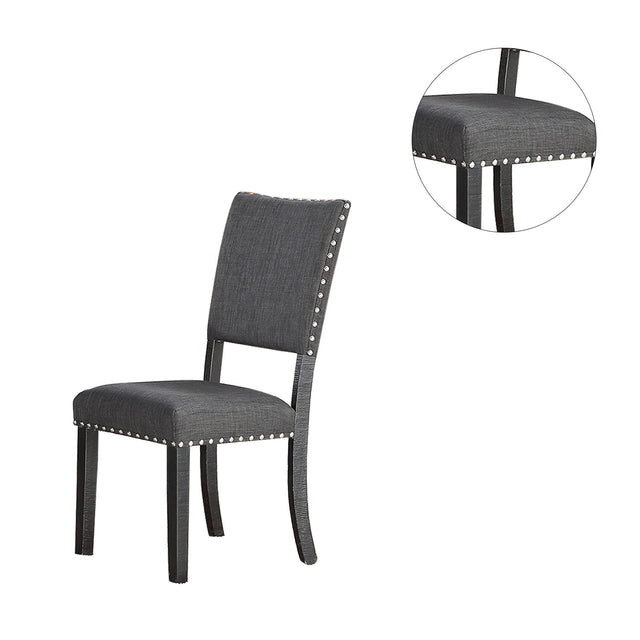 Set of 2 Upholstered Fabric Dining Chairs, Black