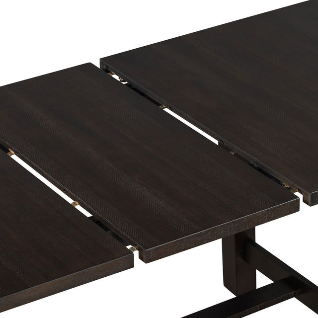 TREXM Retro Style Rectangular Dining Table Wood Extendable Dining Table with 18" Leaf, Seats up to 8 (Espresso)