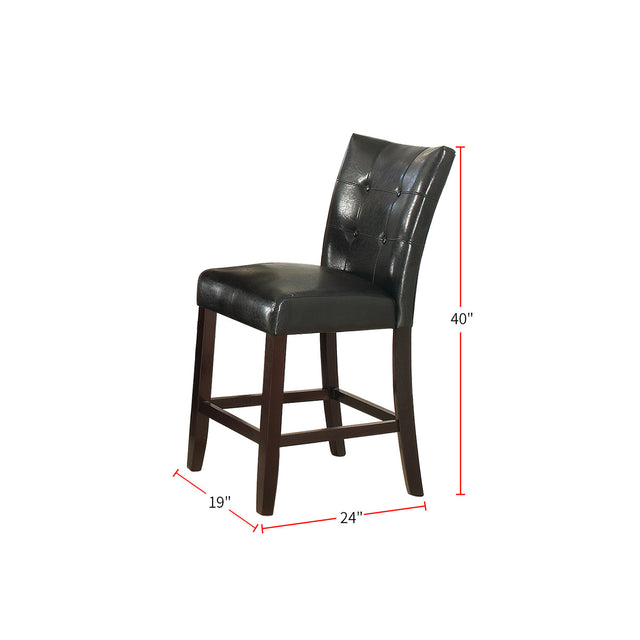 Leather Upholstered High Dining Chair, Black(Set of 2)