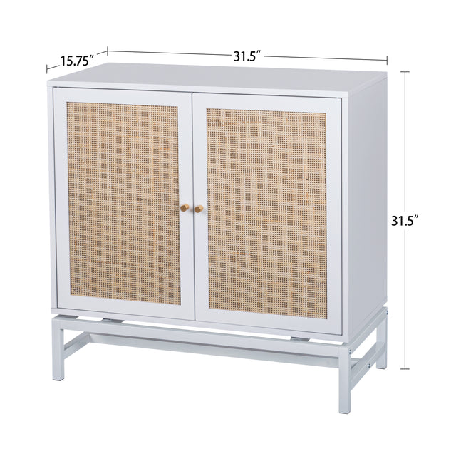 Natural rattan 2 door cabinet, with 1 Adjustable Inner Shelves, rattan, Accent Storage Cabinet