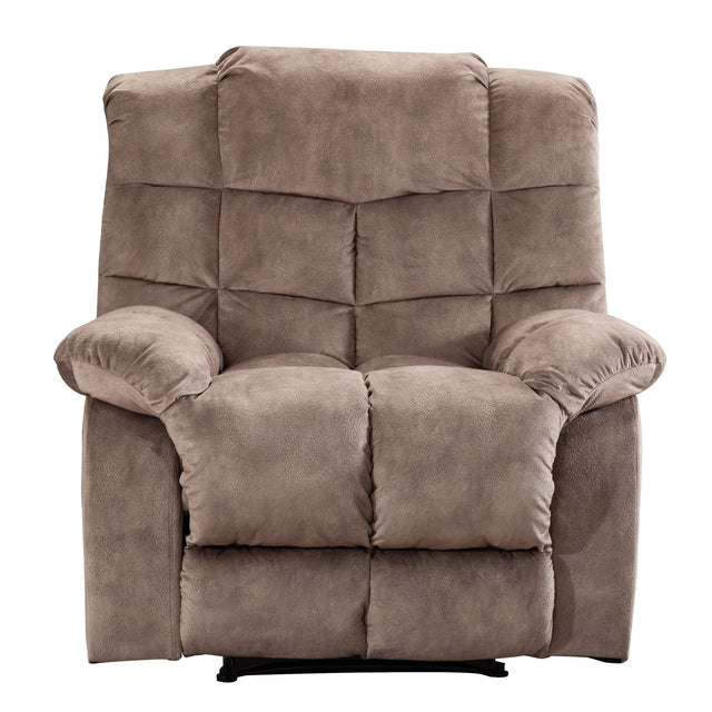 Recliner Chair Overstuffed, Manual Reclining Single Couch Wide Seat with Thickened Headrest and Back (Camel)