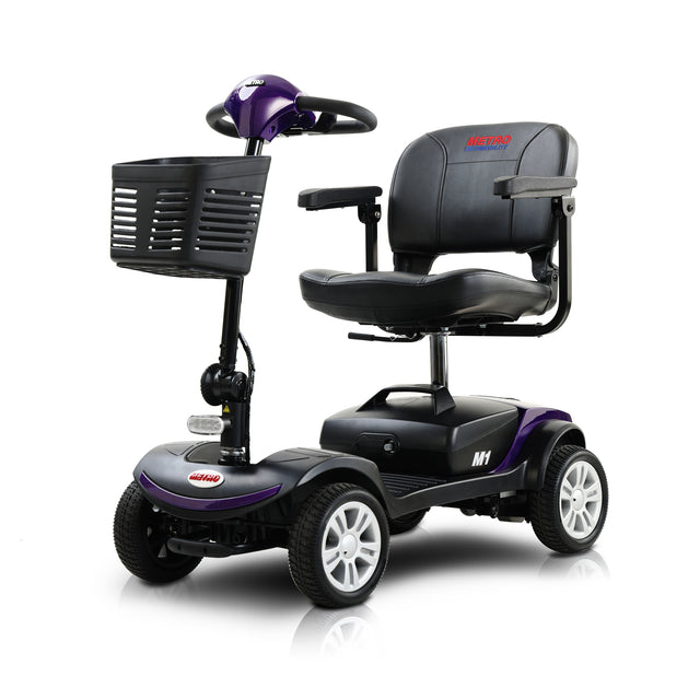 Four wheels Compact Travel Mobility Scooter with 300W Motor for Adult-300lbs, Dark Purple