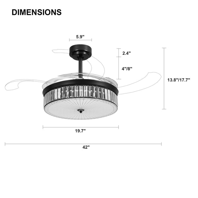 42"Crystal Ceiling Fans with Lights