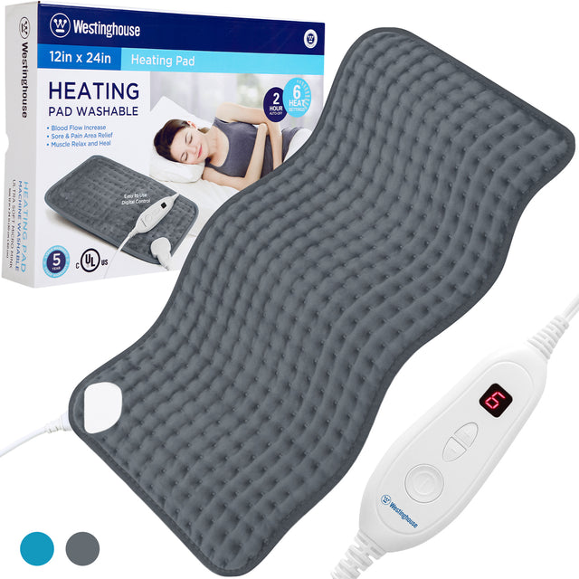 Electric Heating Pad with Control,Grey 12"x24"