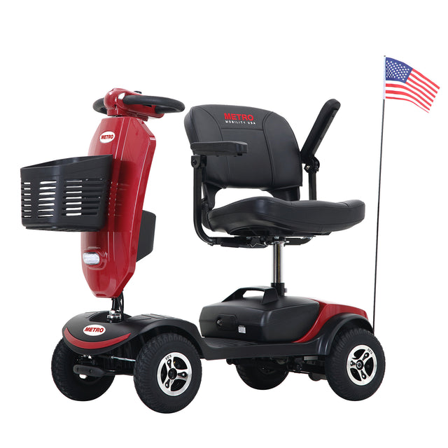 W429S00032 PATRIOT RED Outdoor compact mobility scooter with windshield