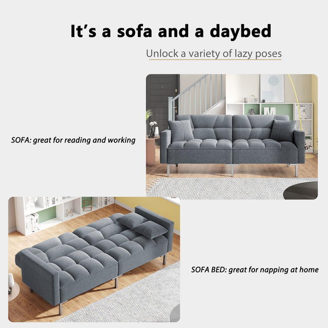 Orisfur. Linen Upholstered Modern Convertible Folding Futon Sofa Bed for Compact Living Space, Apartment, Dorm