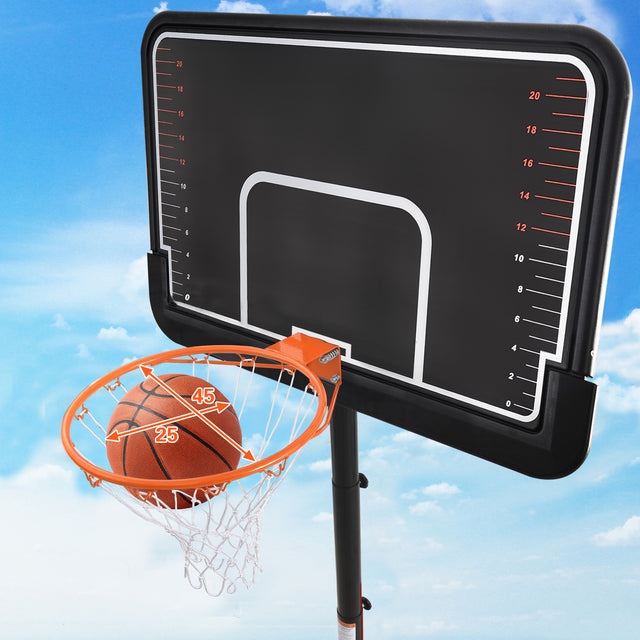 Portable Basketball Hoop & Goal with Vertical Jump Measurement, Outdoor Basketball System with 6.6-10ft Height Adjustment for Youth, Adults