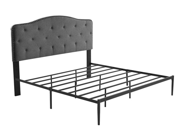 B113 King bed, Beautiful headboard with buttons Strong iron frame with high temperature paint