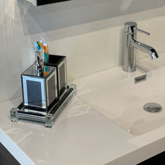 Ambrose Exquisite 3 Piece Square Soap Dispenser and Toothbrush Holder with Tray