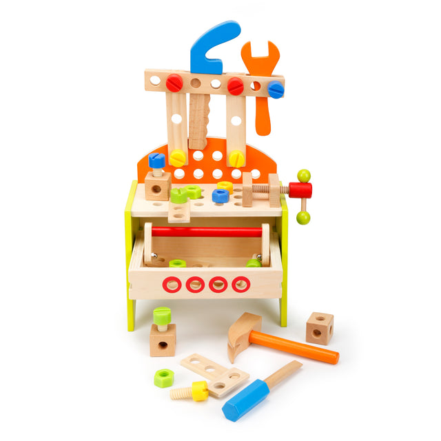 Wooden Play Tool Workbench Set for Kids Toddlers