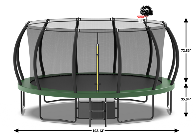 16FT Trampoline with Basketball Hoop - Recreational Trampolines with Ladder ,Shoe Bag and Galvanized Anti-Rust Coating