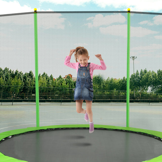 10FT Trampoline for Kids with Safety Enclosure Net, Basketball Hoop and Ladder, Easy Assembly Round Outdoor Recreational Trampoline