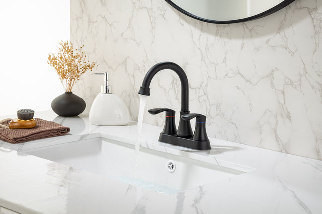 2-Handle Lavatory Faucet Brushed Nickel Bathroom Sink Faucet with Metal Pop-up Drain and Faucet Supply Lines