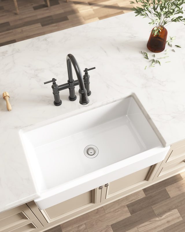 30" L x 19" W Farmhouse Kitchen Sink with kitchen faucet