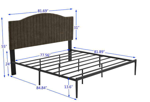 B111 King bed Beautiful line stripe cushion headboard  Strong iron frame with high temperature paint