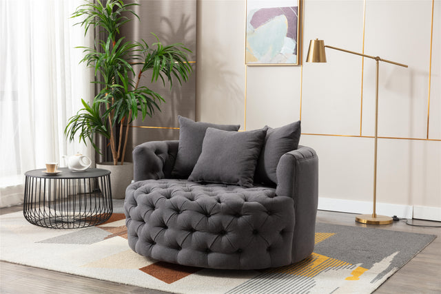 Coolmore Modern swivel accent chair barrel chair for hotel living room / Modern leisure chair Grey