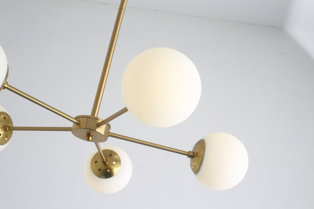 Modern American style chandelier-white-glass lampshade -5 bulbs