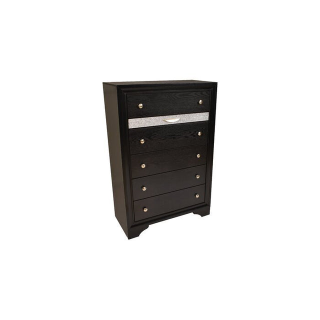 Traditional Matrix 5 Drawer Chest in Black made with Wood