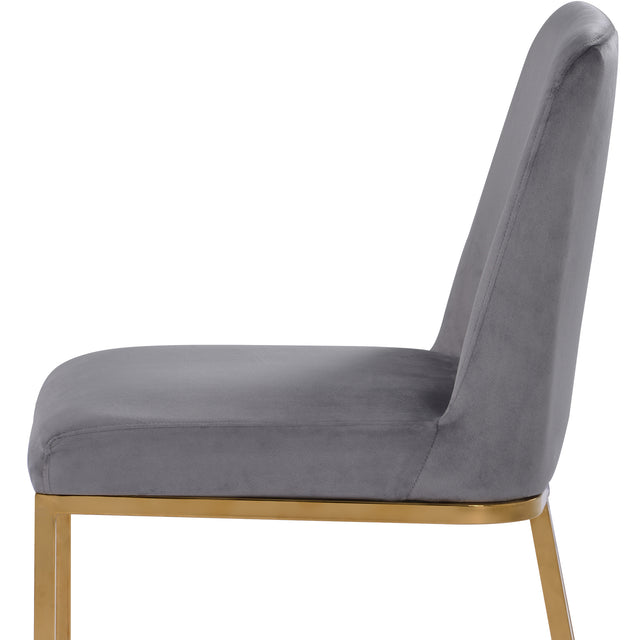 TOPMAX Modern Minimalist Gold Metal Base Upholstered Armless Velvet Dining Chairs Accent Chairs Set of 2, Gray