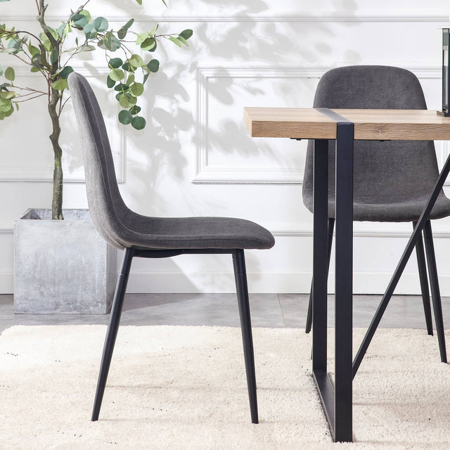 Dining Chairs Set of 4, Modern Mid-Century Style Dining Kitchen Room Upholstered Side Chairs, Accent Chairs with Soft Linen Fabric Cover Cushion Seat and Black Metal Legs,For Kitchen Lounge Farmhouse