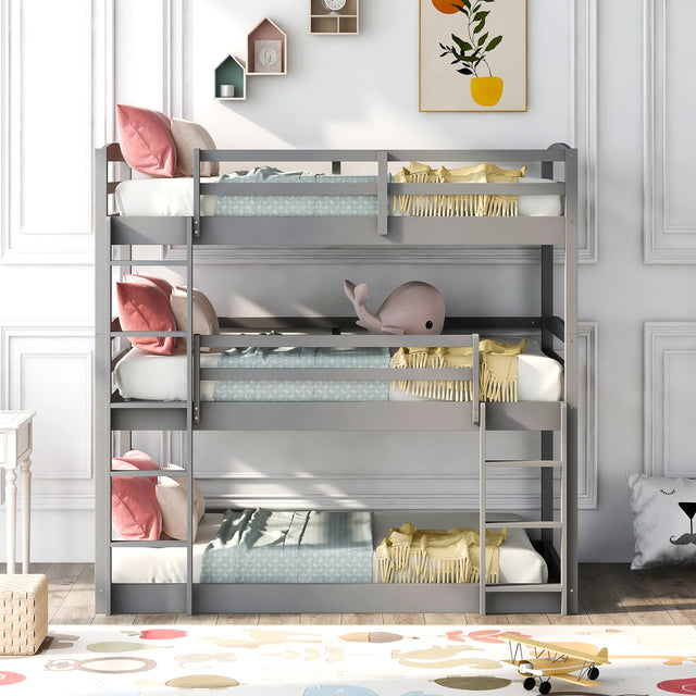 Twin over Twin over Twin Triple Bunk Bed,Gray