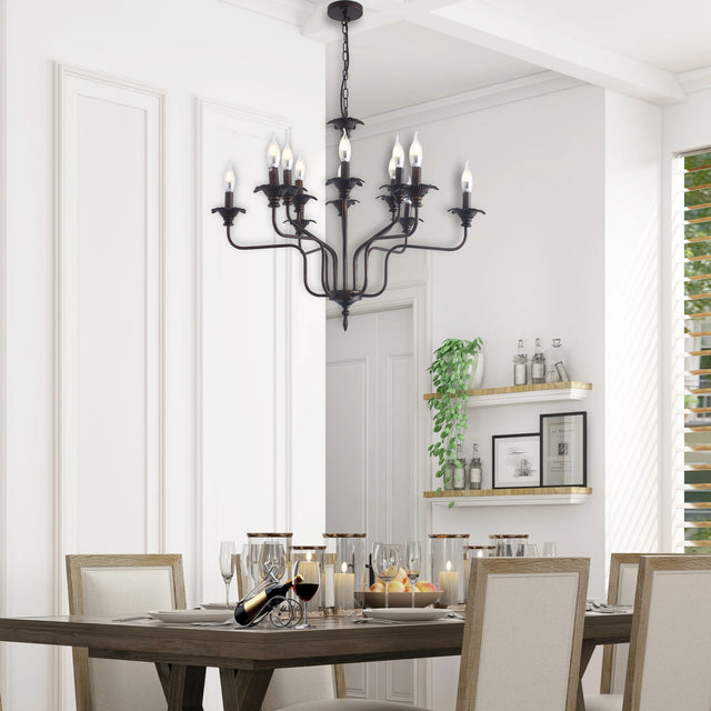 Retro American style stamen-shaped iron chandelier -12 bulbs -E12 lamp holder