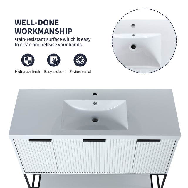 48 Inch Freestanding Bathroom Vanity With Resin Basin,48x18-BVA01148WH