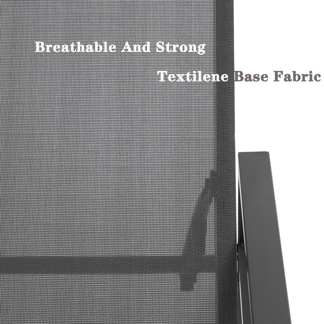 Outdoor 3-Pcs Set Chaise Lounge Chairs With Table,Five-Position Adjustable Aluminum Recliners Set,All Weather For Patio,Beach,Yard, Pool(Grey Frame/Dark Gray Fabric)