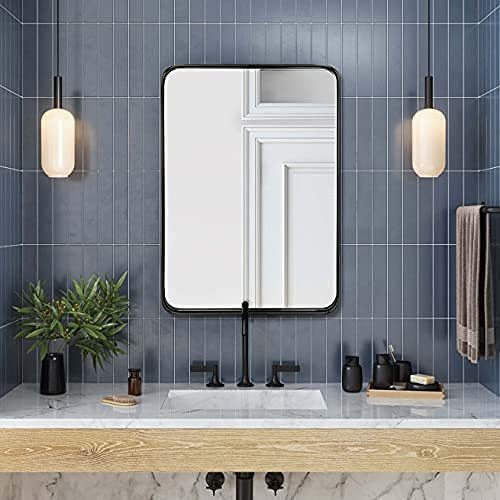 Black 24 "x36" Metal Rectangular Bathroom Wall Mirror