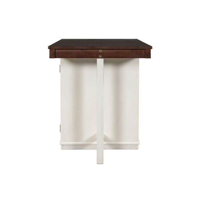 TOPMAX Farmhouse Counter Height Dining Table, Square Wood Table with 3-Tier Adjustable Storage Shelves and Wine Racks for Small Spaces, White