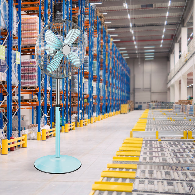 16 Inch High Velocity Stand Fan, Adjustable Heights, 75°Oscillating, Low Noise, Quality Made Fan with 3 Settings Speeds, Heavy Duty Metal for Industrial, Commercial, Residential, Color: Green