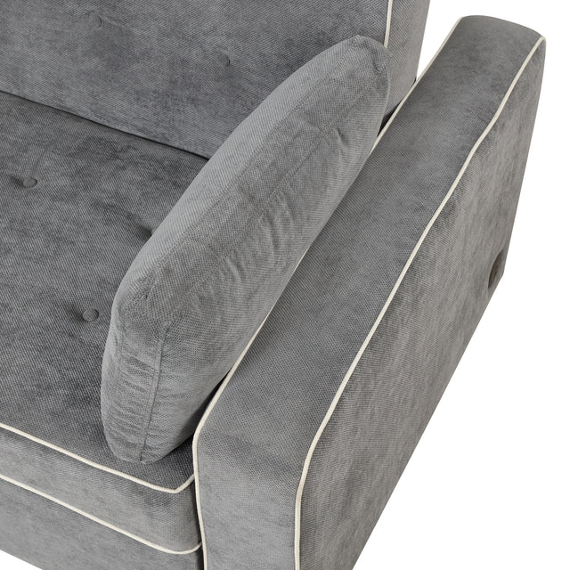 65.7" Linen Upholstered Sleeper , Pull Out Sofa Couch attached two throw pillows,Dual USB Charging Port and Adjustable Backrest for Living Room Space,Charcoal Gray