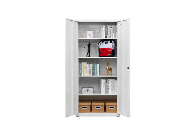 High Storage Cabinet with 2 Doors and 4 Partitions to Separate 5 Storage Spaces, Home/ Office Design