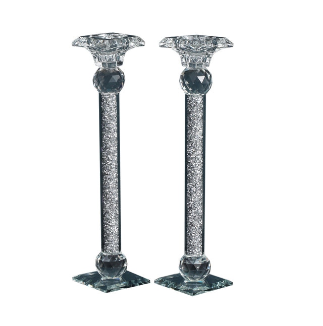 Ambrose Exquisite 2 Piece Candle Holders in Silver (Gift Box Included)