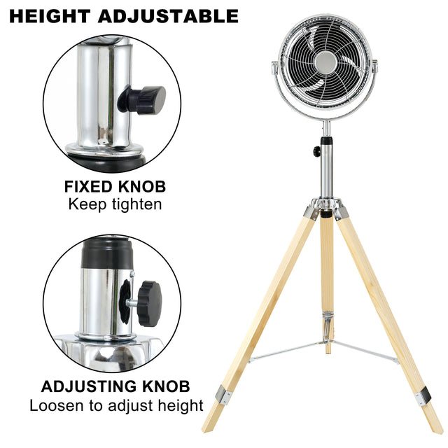 Simple Deluxe Tripod Pedestal Fan, 3 Speed Adjustment, Multiple Wide Angle Standing Fan, Suitable for Bedroom, Living Room and Office, Silver-10 Inch, 10 Inch