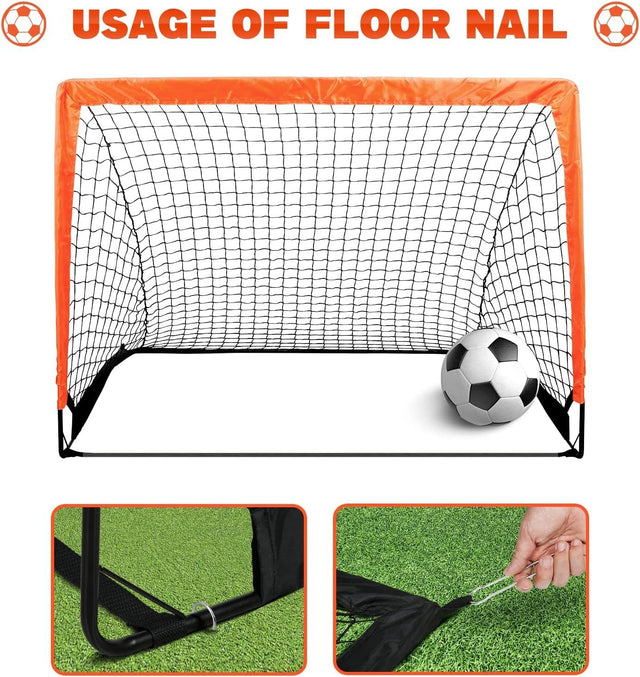 Simple Deluxe 4‘x3’ Portable Soccer Goal, Pop Up Folding Soccer Net Comes with 2 Oxford Cloth Bags and 8 Stakes, Great for Training for Backyard