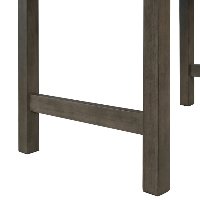 TOPMAX Farmhouse 5-Piece Wood Dining Table Set for 4, Kitchen Furniture Set with 4 Upholstered Dining Chairs for Small Places, Gray Table+Beige Chair