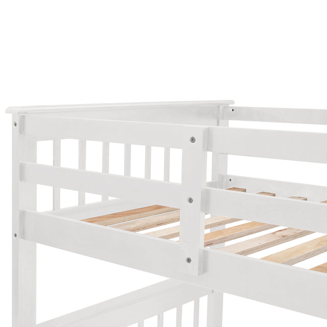 Stairway Twin-Over-Full Bunk Bed with Drawer, Storage and Guard Rail for Bedroom, Dorm, for Adults, White color(OLD SKU :LP000219AAK)